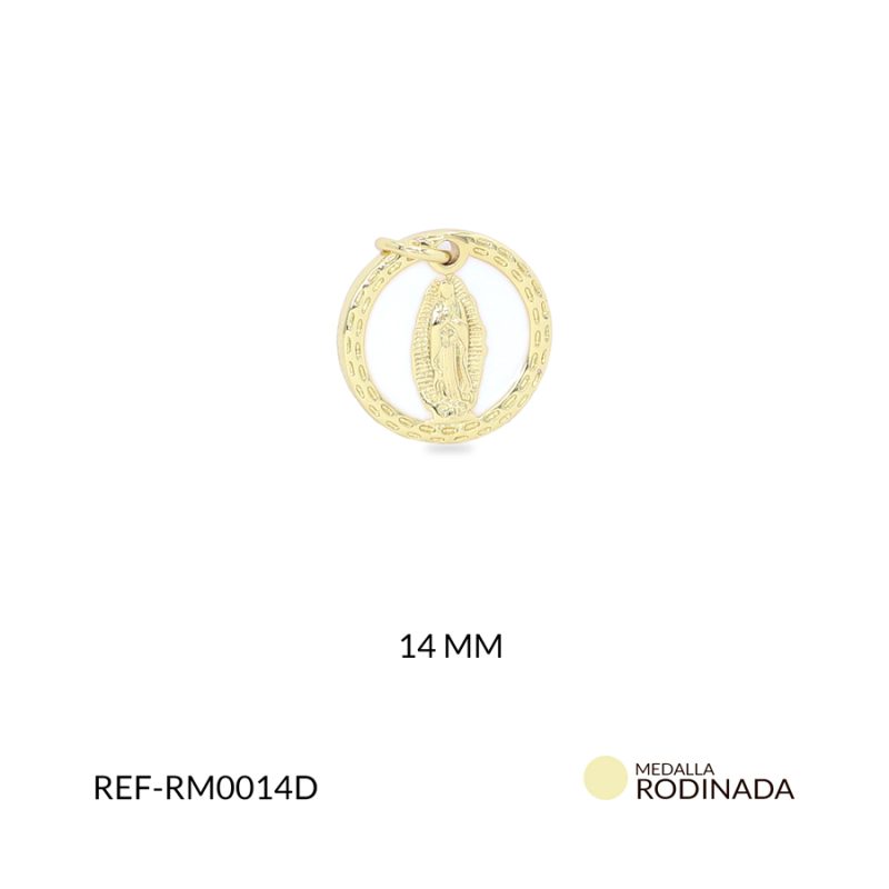 Medalla Rodianda Virgen de Guadalupe resina Blanca 14mm / x unidad / Ref-RM0014D / Ref-RM0014D