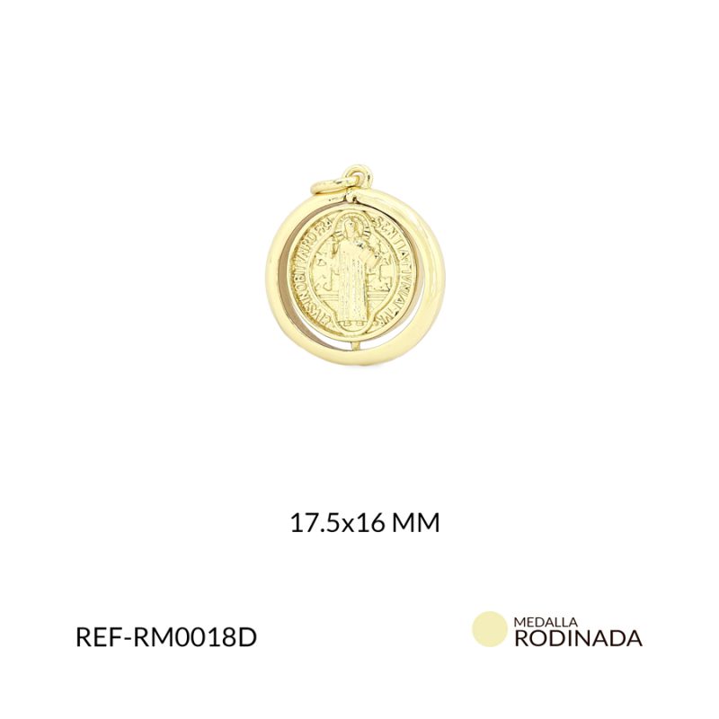 Medalla Rodinado San Benito giratorio 17.5x16mm / x unidad / Ref-RM0018D / Ref-RM0018D