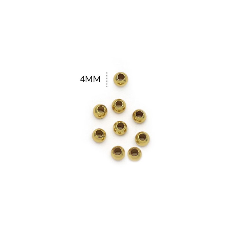 Balin rodinado macizo liso dorado 4mm / Paquete x 12 und / Ref-RS0006D / Ref-RS0006D