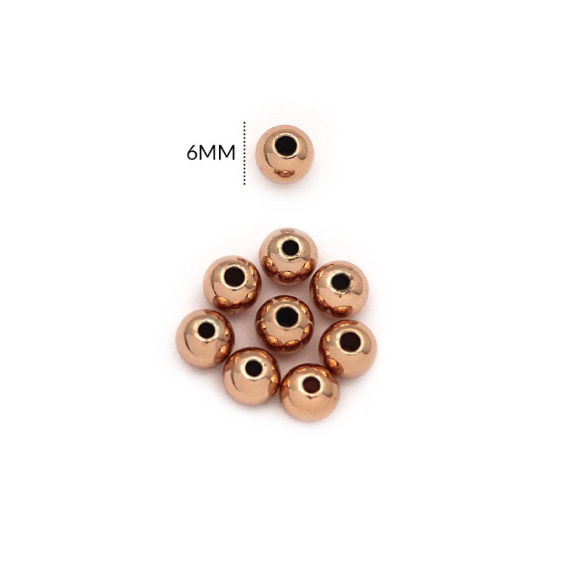 BALIN RODINADO MACIZO LISO 6MM / color rosado / paquete por 12 und / Ref-RS0007R