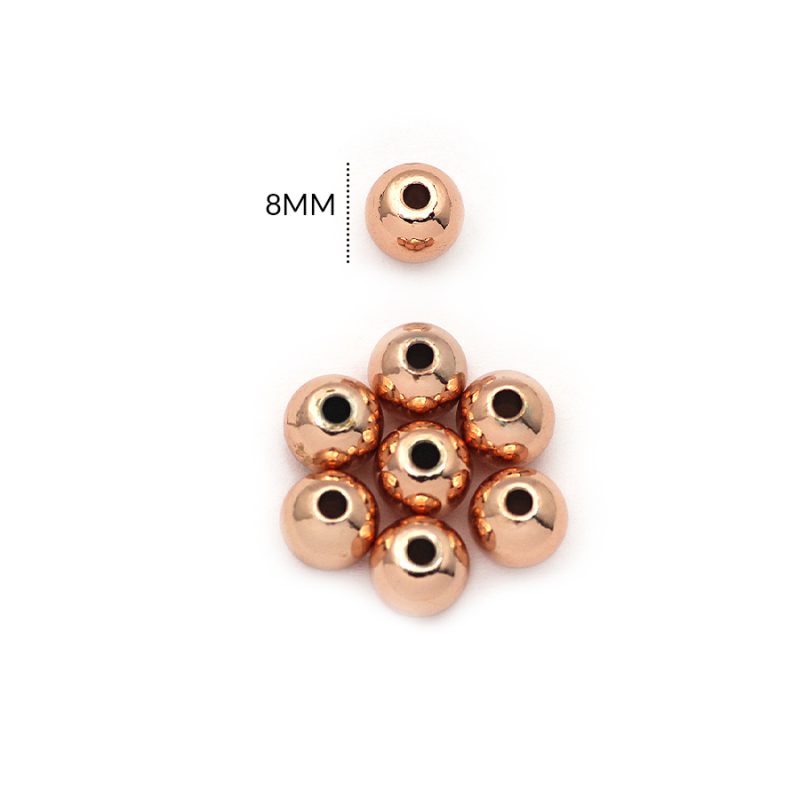 BALIN RODINADO MACIZO LISO 8MM / color rosado / paquete por 6 und / Ref-RS0008R