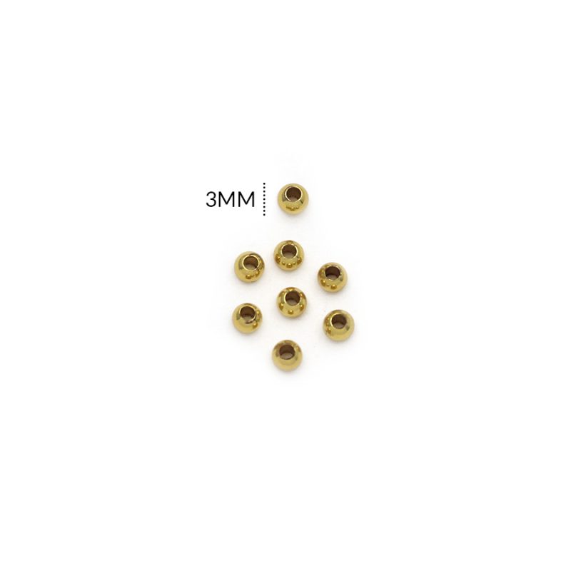 Balin rodinado macizo liso 3mm / color dorado / paquete por 12 und / Ref-RS0009D / Ref-RS0009D