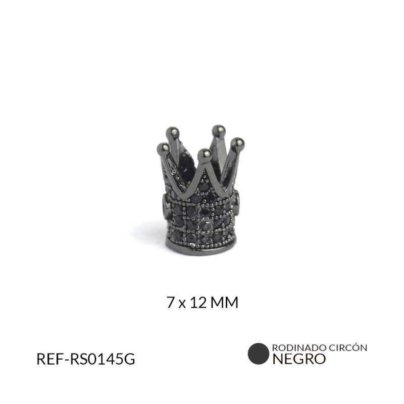 SEPARADOR RODINADO CORONA CIRCON NEGRO 7X12 MM / x UND / Ref-RS0145G