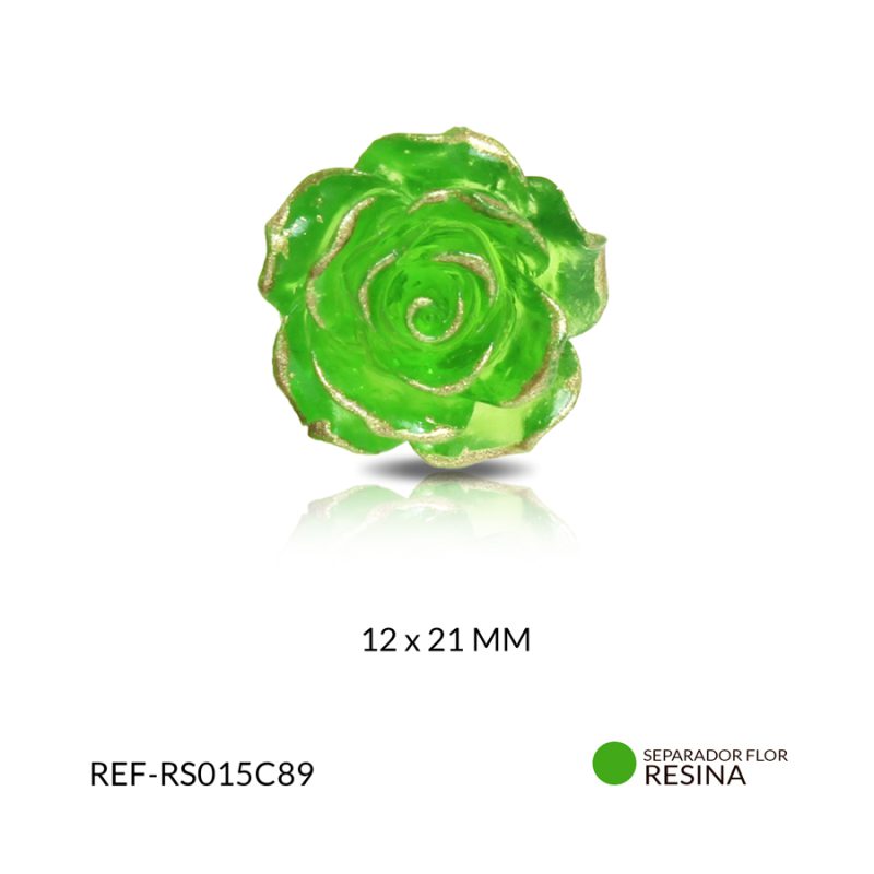 SEPARADOR RESINA FLOR VERDE  12x21 MM / x UND / Ref-RS015C89 
