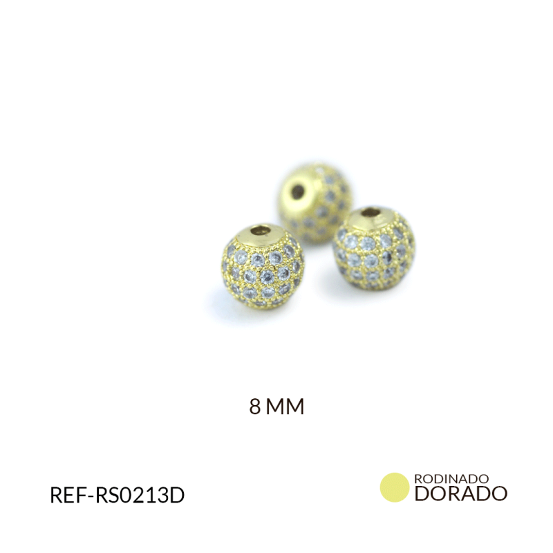 Separador rodinado balin circón plateado 8mm / x unidad / Ref-RS0213D / Ref-RS0213D
