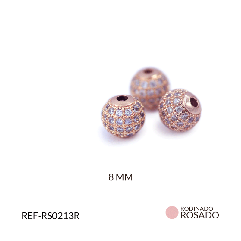 SEPARADOR RODINADO BALIN CIRCON PLATEADO 8MM / x und / REF-RS0213R