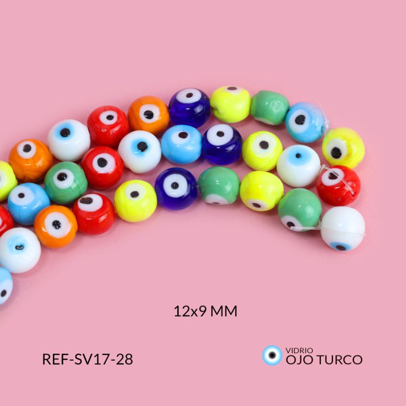Separador vidrio redondo plano ojo turco multicolor 12x9mm / x sarta / Ref-SV17-28