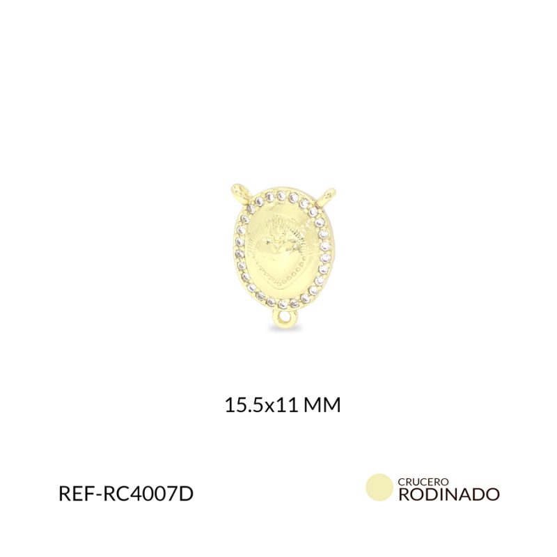 Crucero Rodinado sagrado corazón de jesús circón plateado 15.5x11mm / x unidad / ref-RC4007D / ref-RC4007D