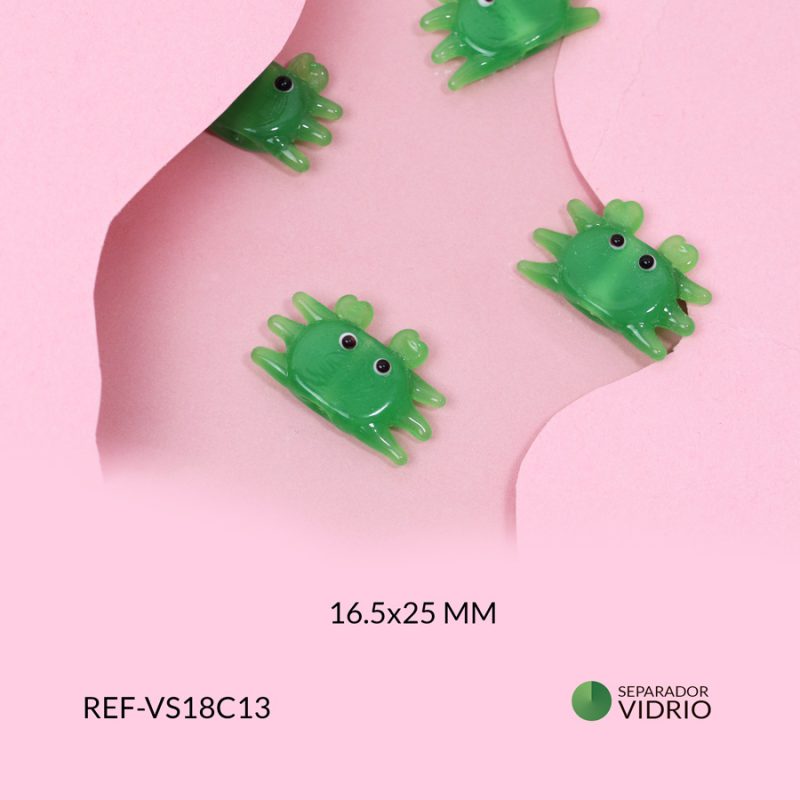 Separador vidrio cangrejo traslucido verde 16.5x25mm / x unidad / Ref-VS18C13 / Ref-VS18C13
