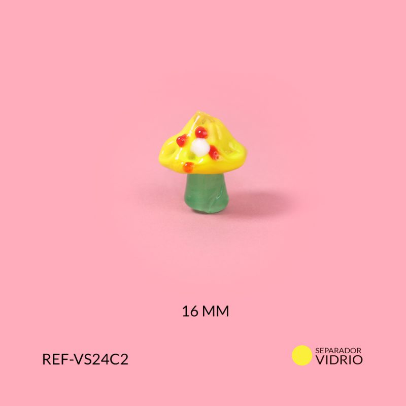 Separador vidrio hongo amarillo puntos rojo 16mm / x unidad / Ref-VS24C2 / Ref-VS24C2