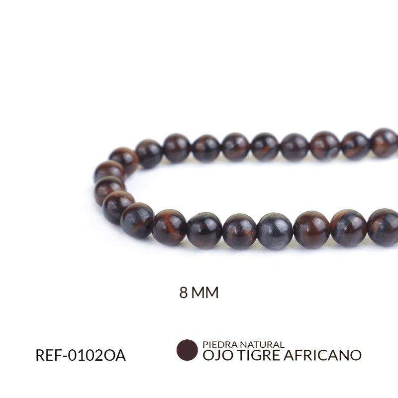 Piedra natural 8mm ojo de tigre africano / x sarta / Ref-0102OA