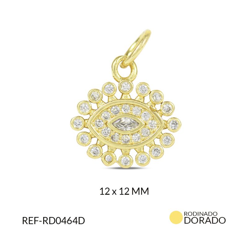 DIJE RODINADO OJO CIRCON 12X12 MM / X UND / REF-RD0464D