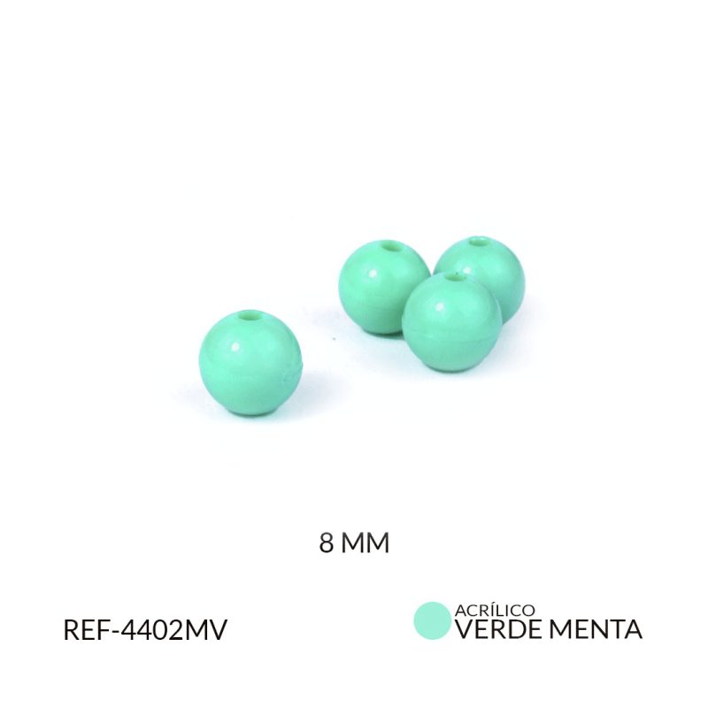Abaco acrílico bola 8 mm color verde menta / Paquete x 20 gramos / Ref-4402MV