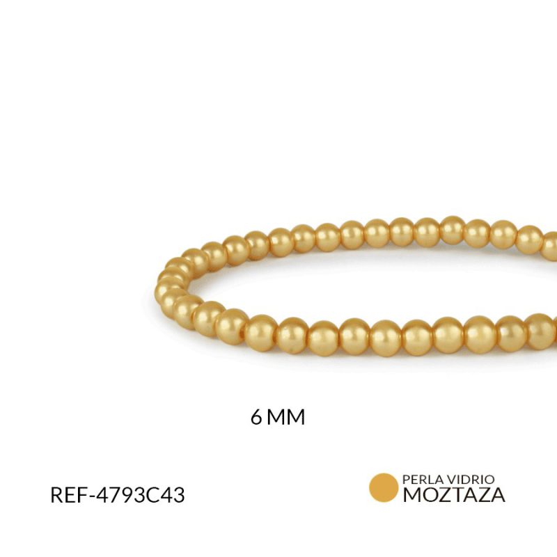 PERLA VIDRIO REDONDA 6 MM MOSTAZA / SARTA x 160 und aprox / Ref-4793c43
