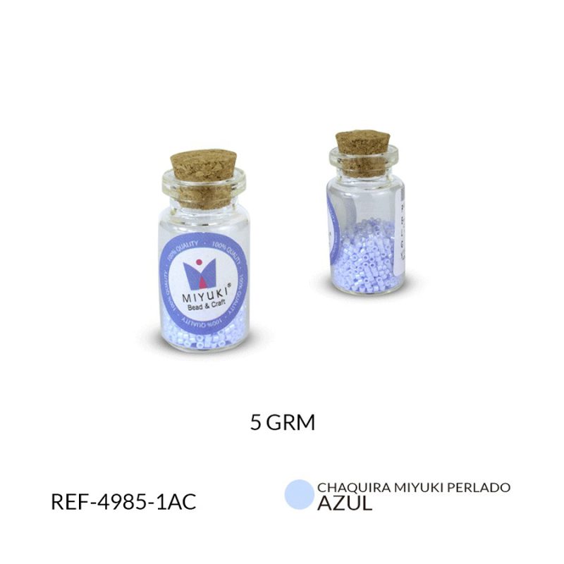 Chaquira miyuki color perlado azul c / x 5 grm aproximado / Ref-4985-1AC / Ref-4985-1AC