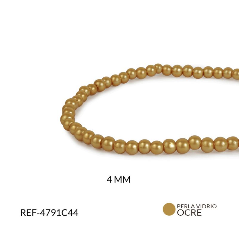 PERLA VIDRIO REDONDA 4 MM OCRE / SARTA x 200 UND APROX / Ref-4791c44