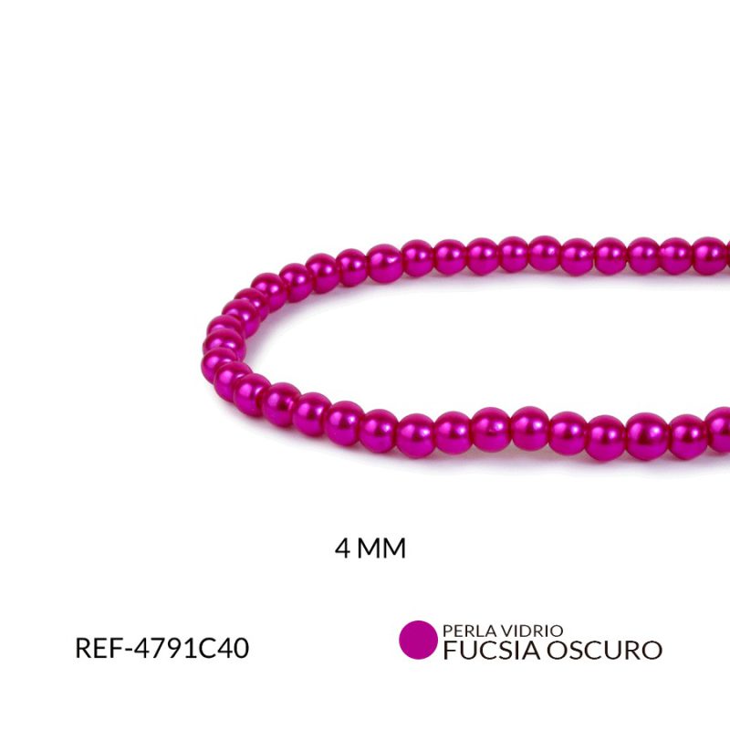 PERLA VIDRIO REDONDA 4MM FUCSIA O / SARTA x 200 UND APROX / Ref-4791C40
