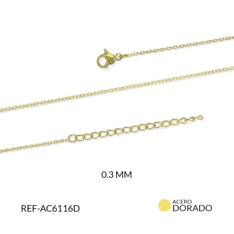 Cadena Dorada acero punto diamente 0.3 mm / x unidad /  Ref-AC6116D / Ref-AC6116D