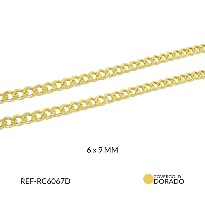 Cadena covergold eslabón cartier 9x6mm / x 50 centimentros / Ref-RC6067D / Ref-RC6067D