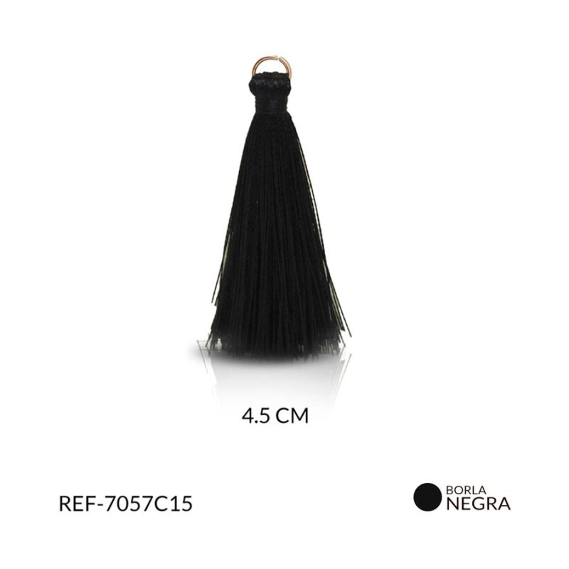 Borla Negra hilo cordon 4. 5 cm / x par / Ref-7057C15