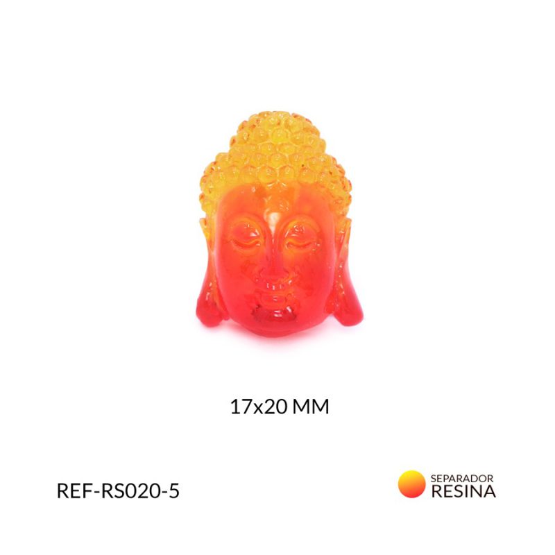 Separador resina rostro Buda vitral (amarillo-rojo) 17x20mm / x unidad / RS020-5 / RS020-5