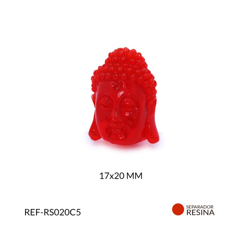 Separador resina rostro Buda rojo 17x20mm / x unidad / RS020C5 / RS020C5