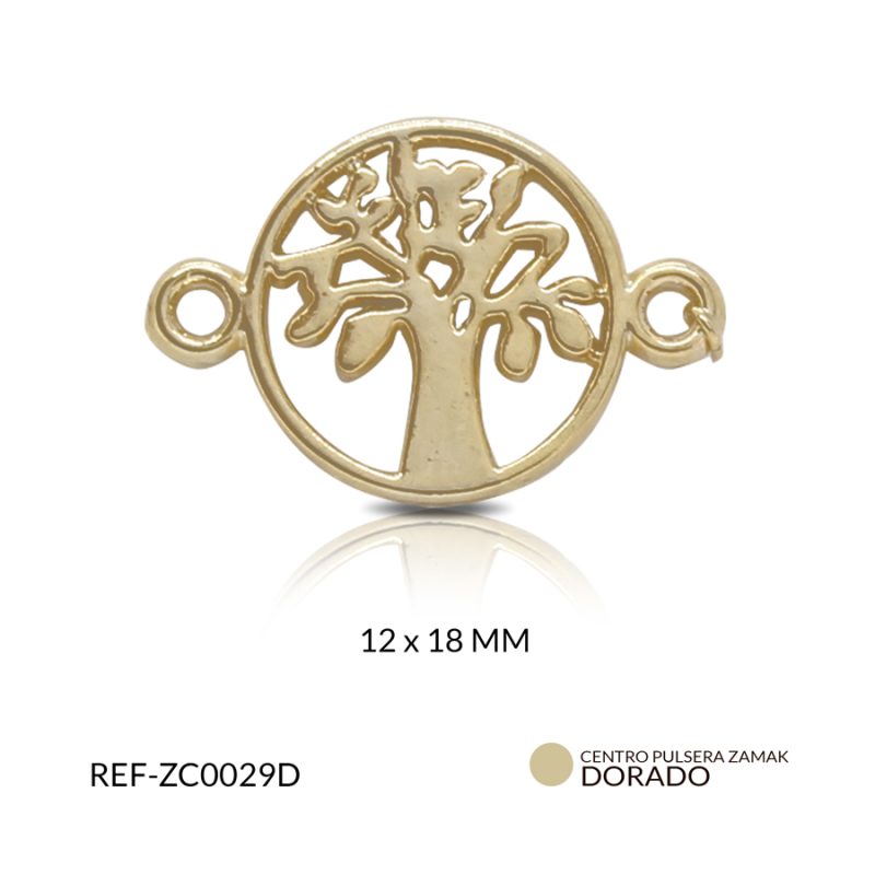 CENTRO PULSERA ZAMAK ARBOL DE LA VIDA 12*18MM / PAQUETE x 3 UND / Ref-ZC0029D
