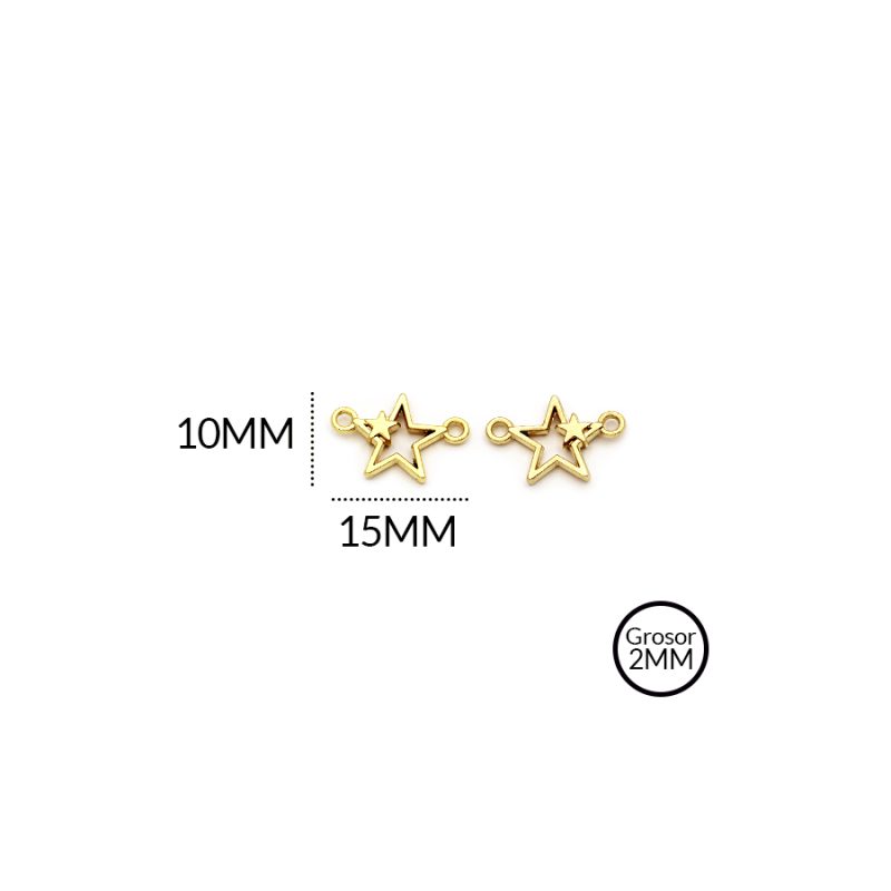 CENTRO PULSERA ZAMAK ESTRELLA 10 X 15MM  / paquete x 6 und / Ref-ZC0091D