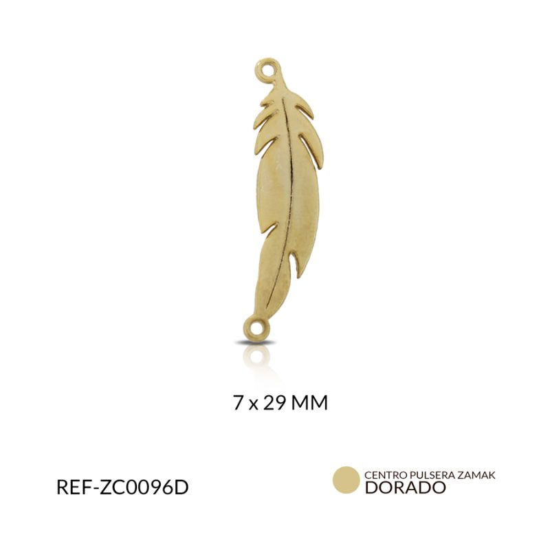 CENTRO PULSERA ZAMAK PLUMA 7*29MM / PAQUETE x 3 UND / Ref-ZC0096D