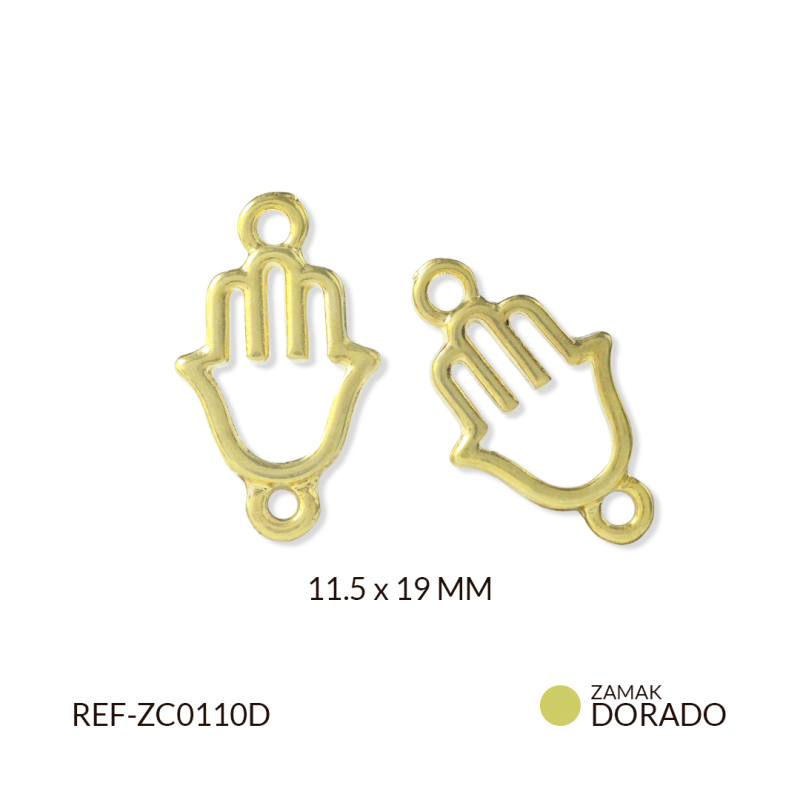 CENTRO PULSERA ZAMAK MANO SILUETA / paquete X 3 und / Ref-ZC0110D