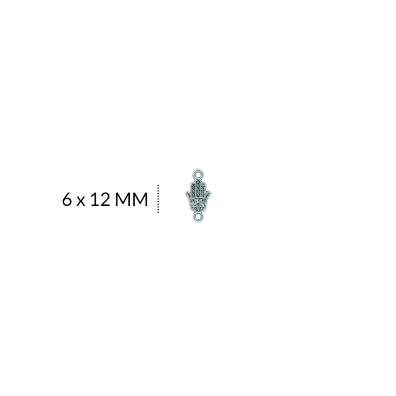 Centro pulsera Zamak mano estrella 6 x 12 mm / paquete x 12 unidades / Ref-ZC0122N