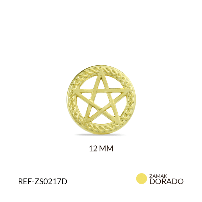 CENTRO DE PULSERA ZAMAK DORADO CIRCULO ESTRELLA 5 PUNTAS/  PAQUETE x 3 UND / Ref-ZC0135D
