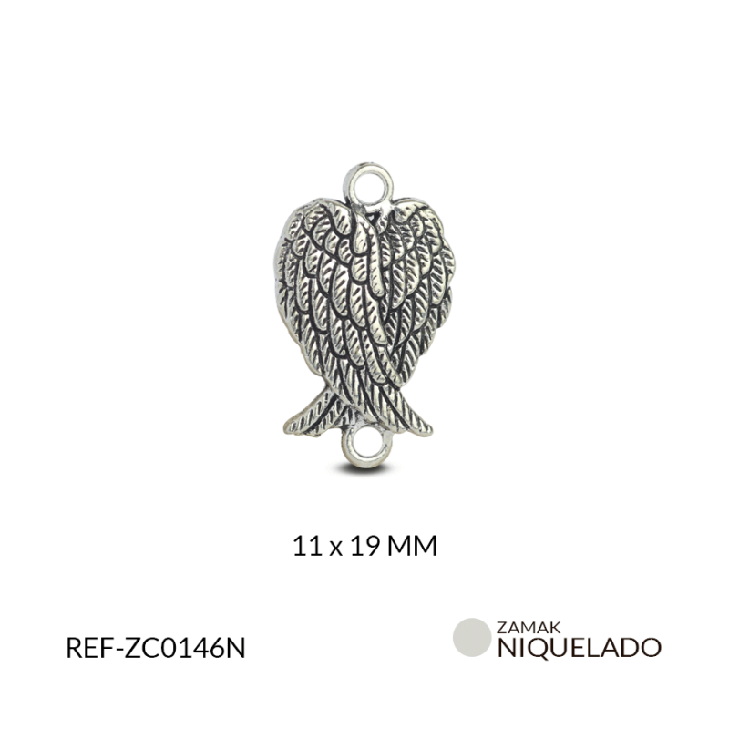 Centro pulsera zamak ala 11 x 19 mm color niquelado / Paquete x 12 und / Ref-ZC0146N
