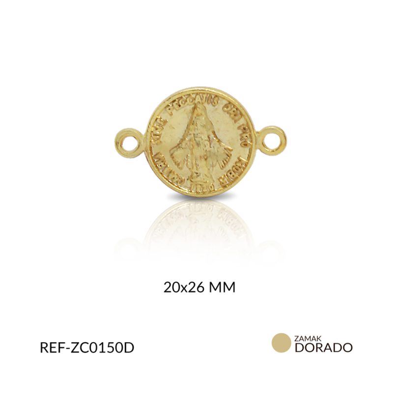 Centro pulsera zamak Virgen Milagrosa 20x26mm / paquete x 6 unidades / Ref-ZC0150D / Ref-ZC0150D