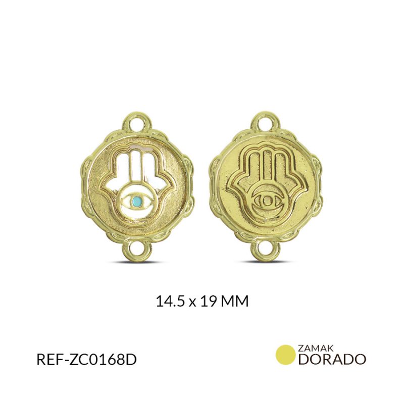 CENTRO PULSERA ZAMAK MANO HAMSA OJO TURCO RESINA BLANCA / x UND / Ref-ZC0168D