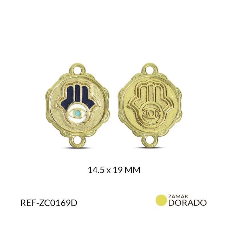 CENTRO PULSERA ZAMAK MANO HAMSA OJO TURCO RESINA AZUL R / x UND / Ref-ZC0169D