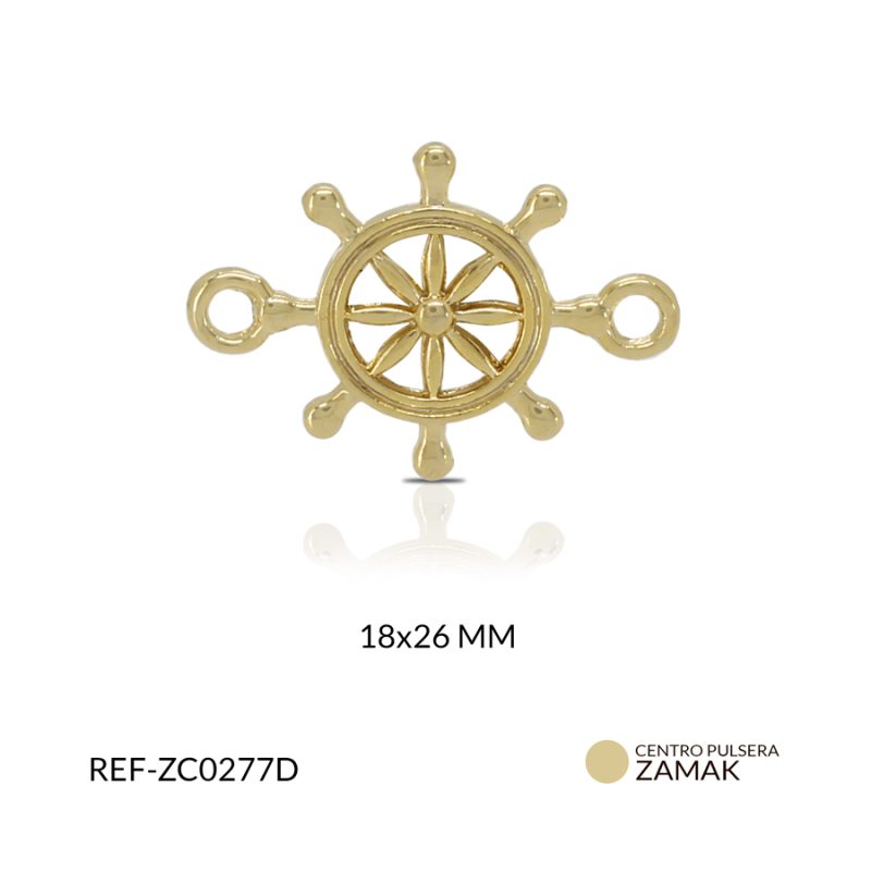 Centro pulsera zamak timon flor 6 puntas 18 x 26 mm color dorado / x und / Ref-ZC0277D