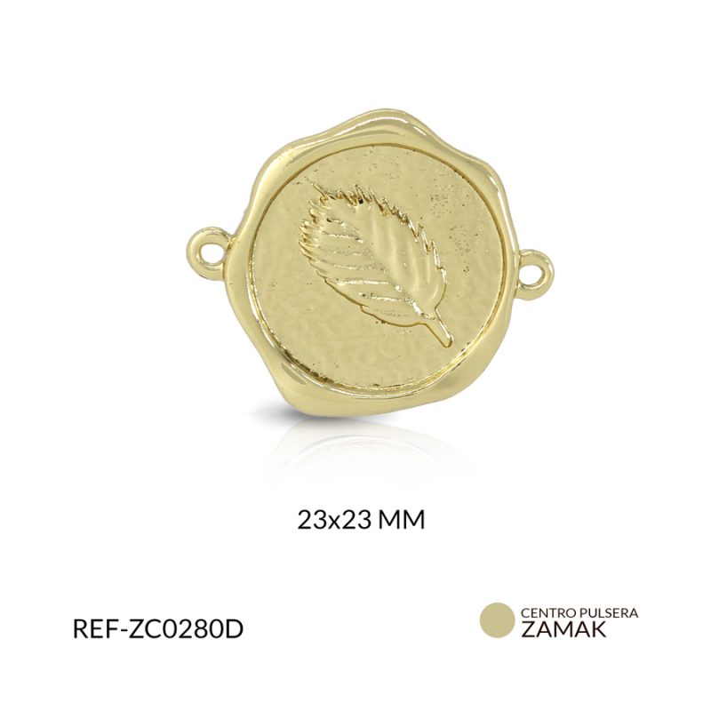 Centro pulsera Zamak circulo hoja 23x23mm / x unidad / Ref-ZC0280D