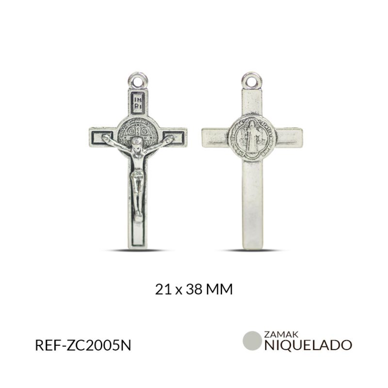 Cruz zamak San Benito 21x38mm / paquete x 6 und / Ref-ZC2005N / Ref-ZC2005N