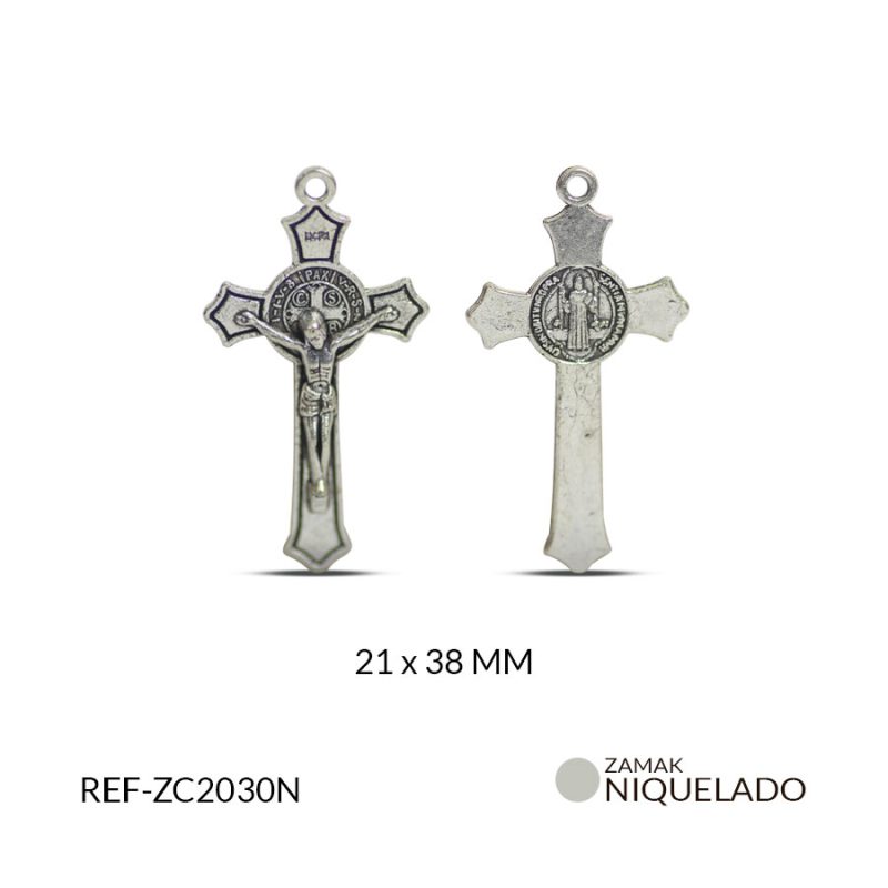 Cruz zamak San Benito 21x38mm / paquete x 6 und / Ref-ZC2030N / Ref-ZC2030N