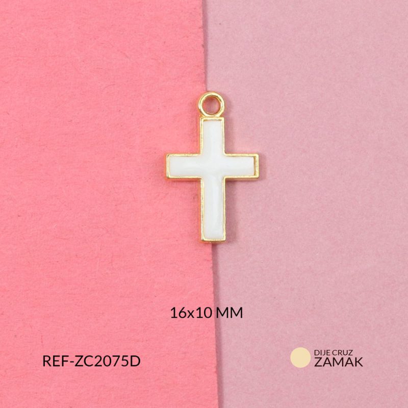 Cruz zamak mini resina blanca 16x10mm / x unidad / Ref-ZC2075D / Ref-ZC2075D