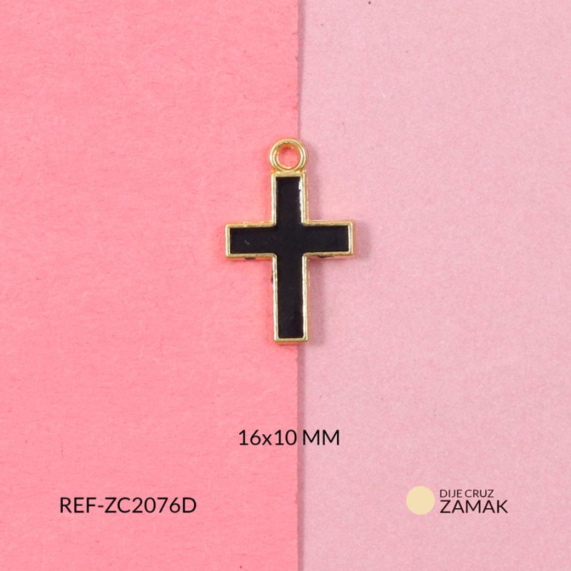 Cruz zamak mini resina negra 16x10mm / x unidad / Ref-ZC2076D / Ref-ZC2076D