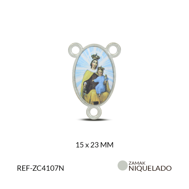 Crucero zamak virgen del carmen en resina 15 x 23 mm / Paquete x 12 und / Ref-ZC4107N / Ref-ZC4107N