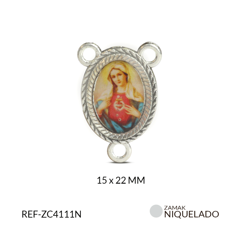 Crucero zamak sagrado corazón de la virgen maria resinado 15 x 22 mm / Paquete x 6 und / Ref-ZC4111N