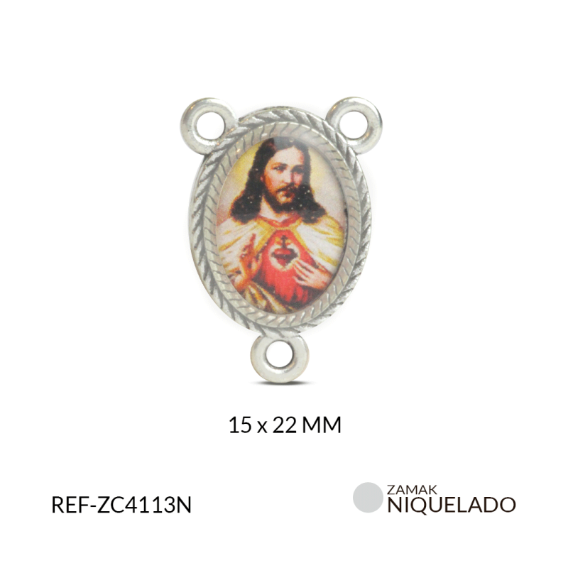 CRUCERO ZAMAK SAGRADO CORAZON RESINADO AMBOS LADOS 15X22 MM / PAQUETE x 6 UND / Ref-ZC4113N