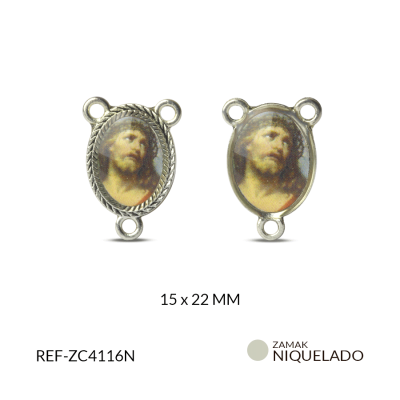 Crucero zamak rostro Sangre de Cristo 15x22mm / paquete x 3 unidades / Ref-ZC4116N / Ref-ZC4116N
