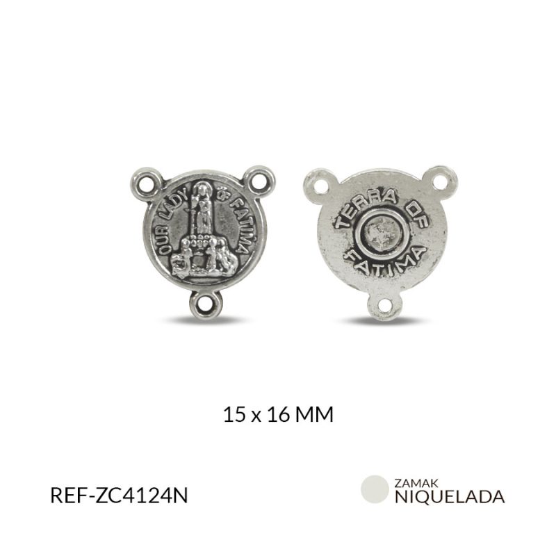 Crucero zamak virgen fatima 15x16mm / paquete x 12 unidades / Ref-ZC4124N / Ref-ZC4124N