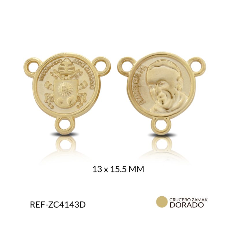 CRUCERO ZAMAK PAPA FRANCISCO + ESCUDO CUIDAD DEL VATICANO 13X15.5MM / x UND / Ref-ZC4143D
