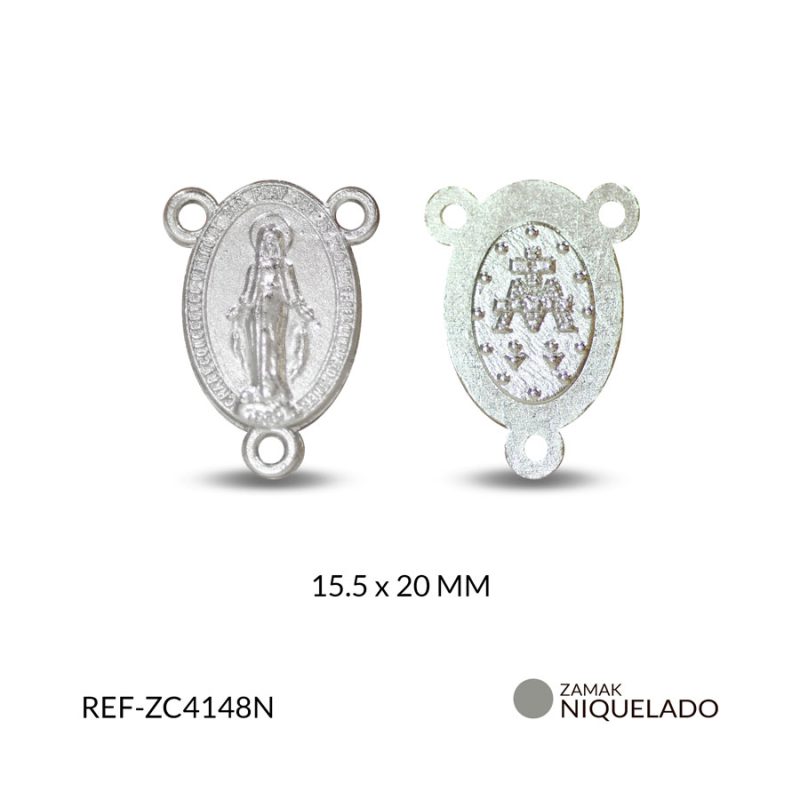 Crucero zamak ovalada Virgen Milagrosa 15.5X20 MM / paquete 12 x und / Ref-ZC4148N / Ref-ZC4148N