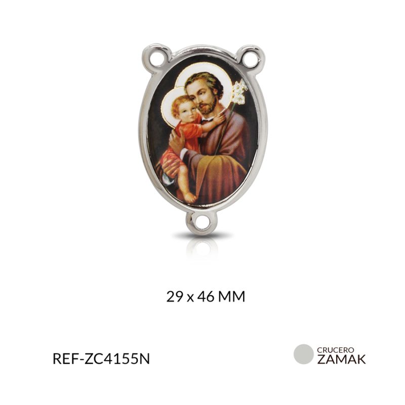 Crucero zamak ovalada grande san José y niño Jesús 29 x 46 mm / x unidad / Ref-ZC4155N / Ref-ZC4155N